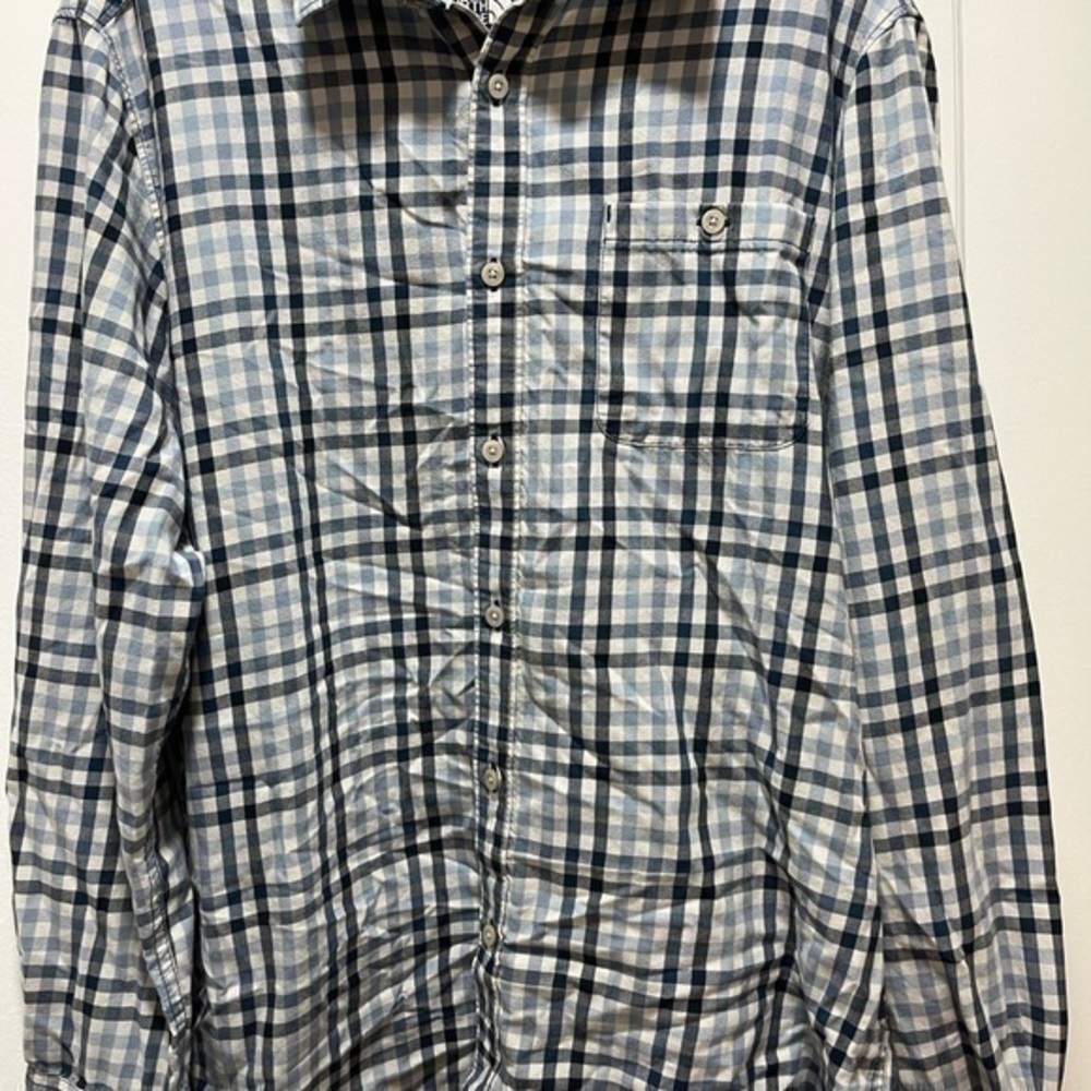 THE NORTH FACE Long Sleeve Blue Check Button Front Mens Shirt Size large